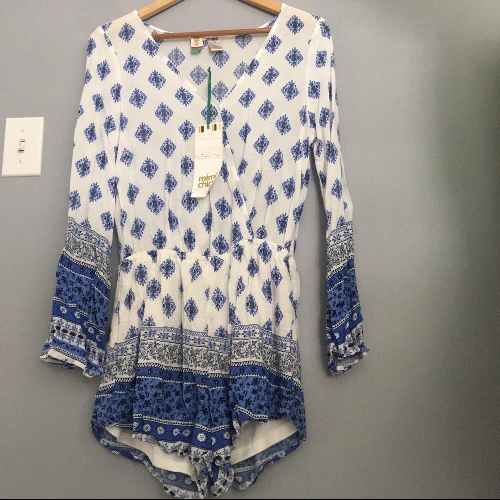 Blue and white MIMI CHICA Romper
